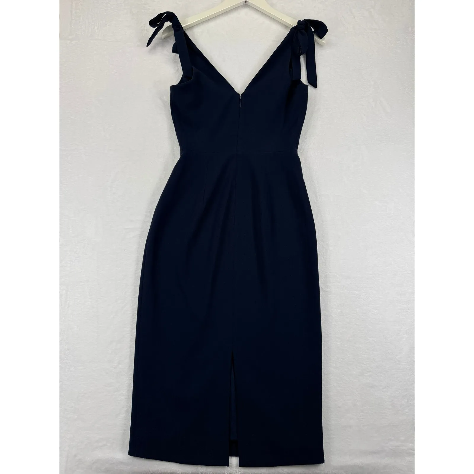 Dress The Population Navy Blue V Neck Bow Shoulder Midi Dress XS - Image 7