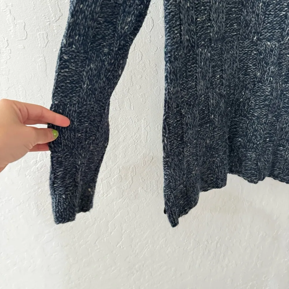 Soft Surroundings Boat Neck Mock Neck Wool Blend Blue Chunky Knit Sweater S - Image 2