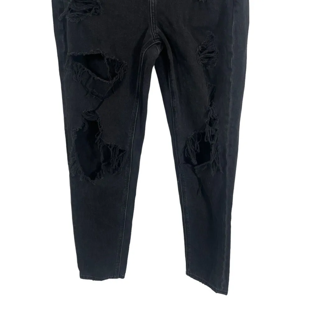 American Eagle Comfort Stretch Mom Jean Charcoal Wash Distressed Hi-Rise Women 2 - Image 3