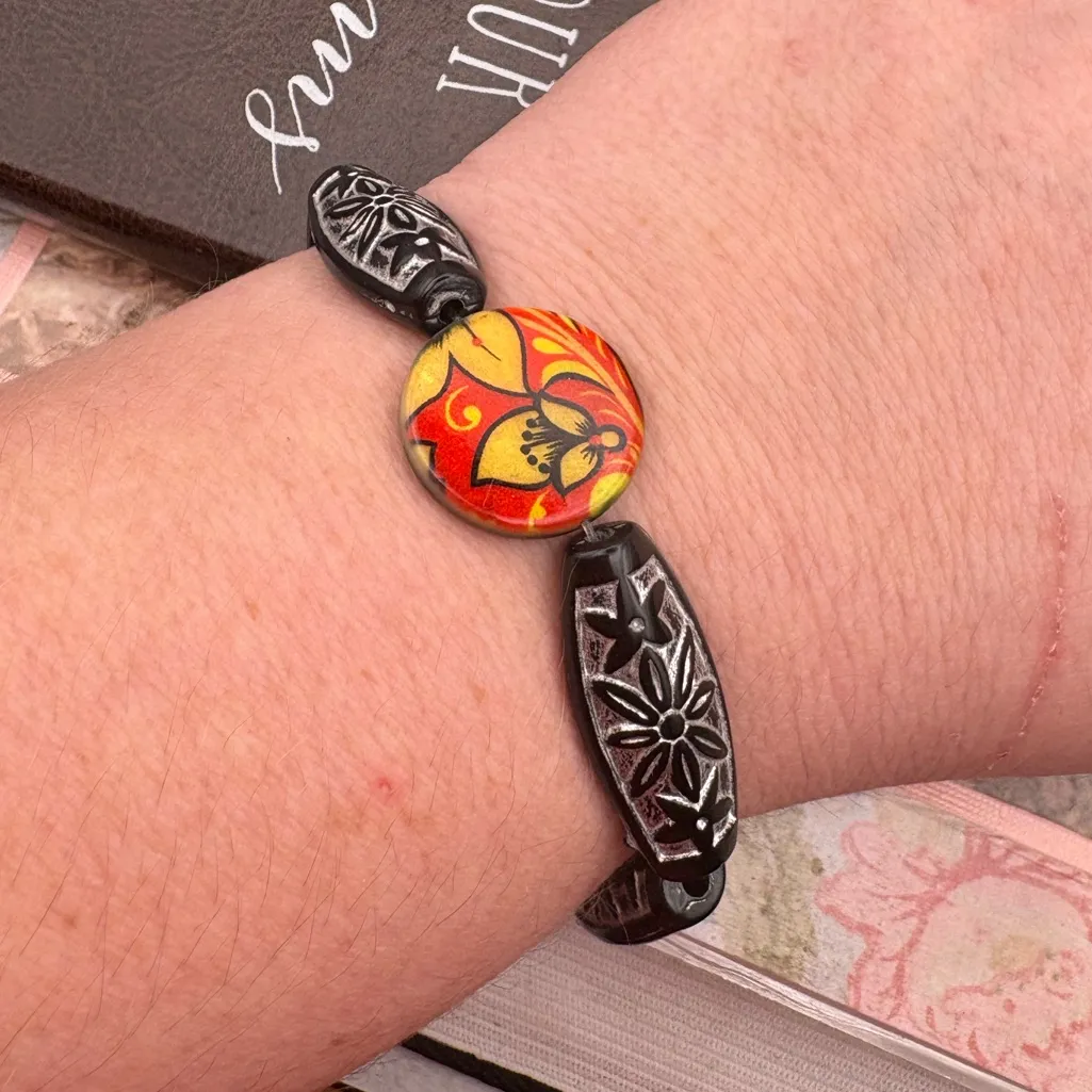 Handmade Vintage Beaded Bracelet w/ Double - Image 3