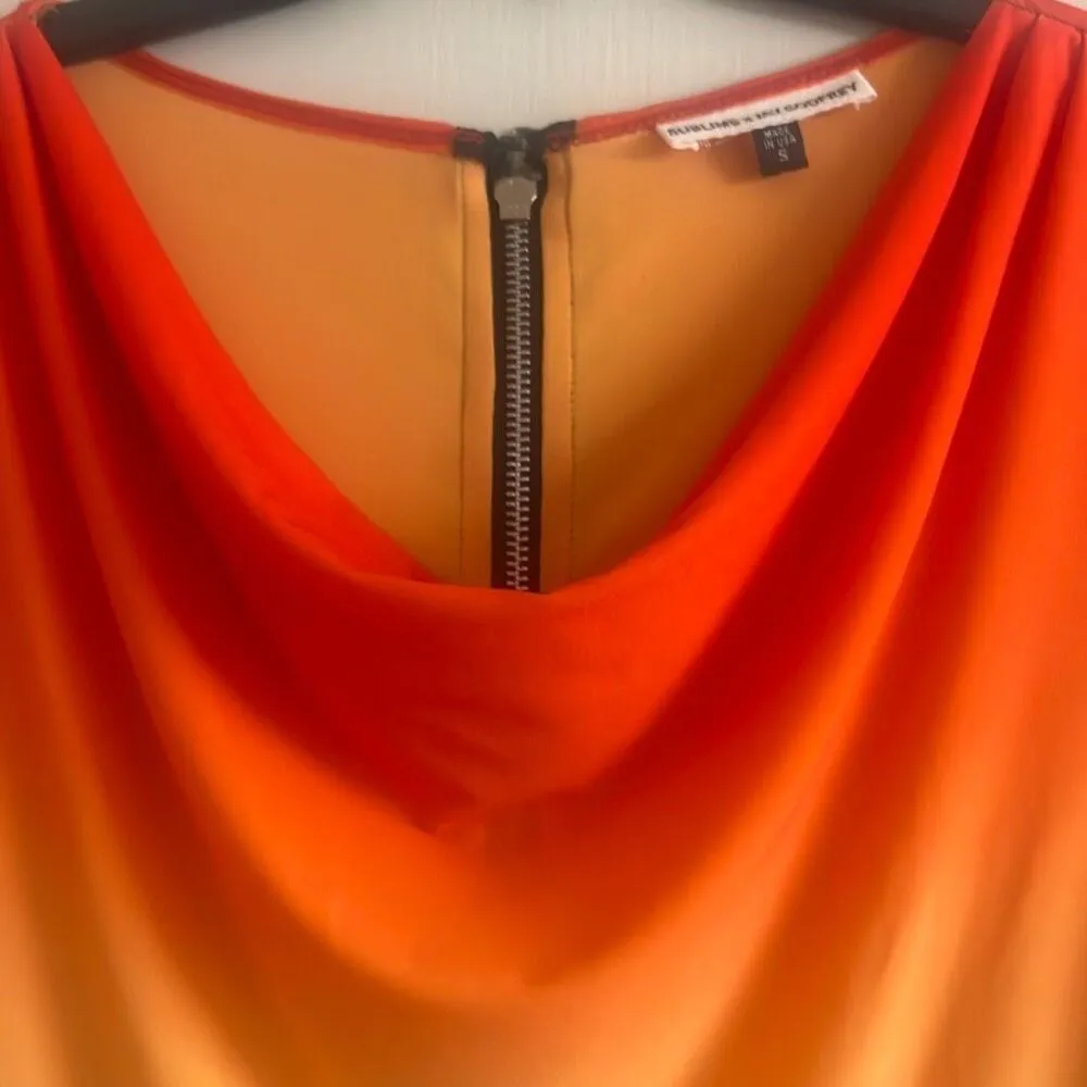 ✨Sublime x Jay Godfrey Orange Ombre Cowl Neck Sz Small Dress✨ - Image 5
