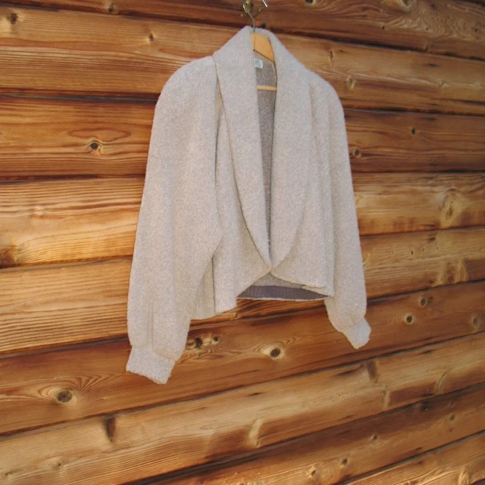 St. John Beige Wool Blend Textured Knit Cardigan Jacket - Image 2