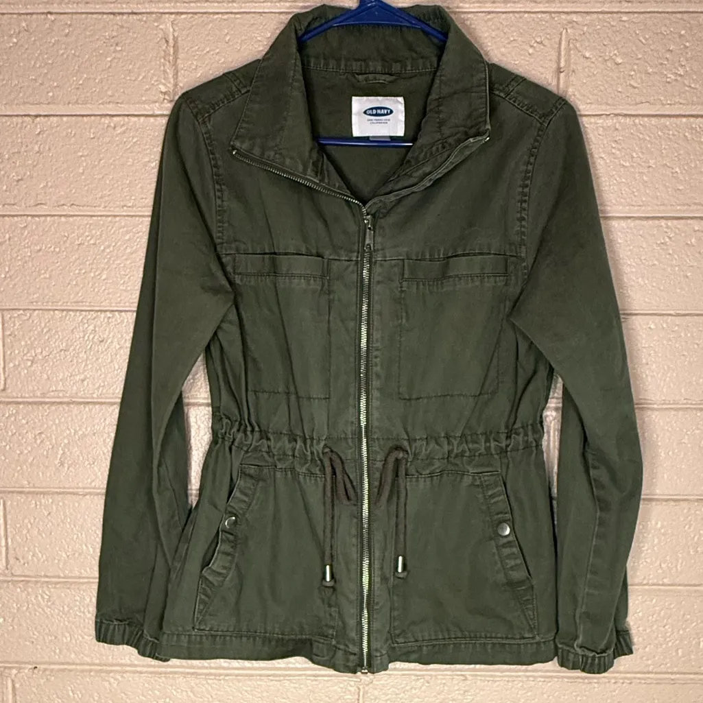 Old Navy Green Utility Jacket with Drawstring Waist - Image 2