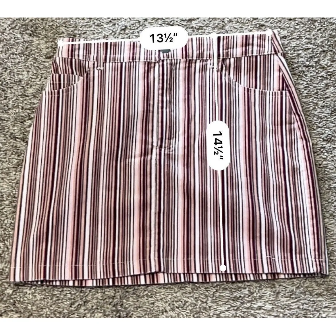 Y2K Miniskirt Nastygal/Forever 21 Lot Of 2  Small Medium Blue Pink Solid Stripes - Image 12