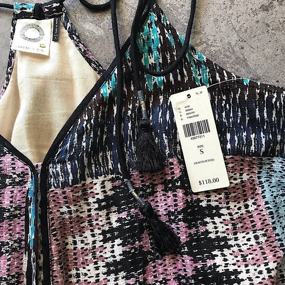 Anthropologie Akemi + Kin Tassel Midi Dress NEW Boho Rayon Small - Image 3