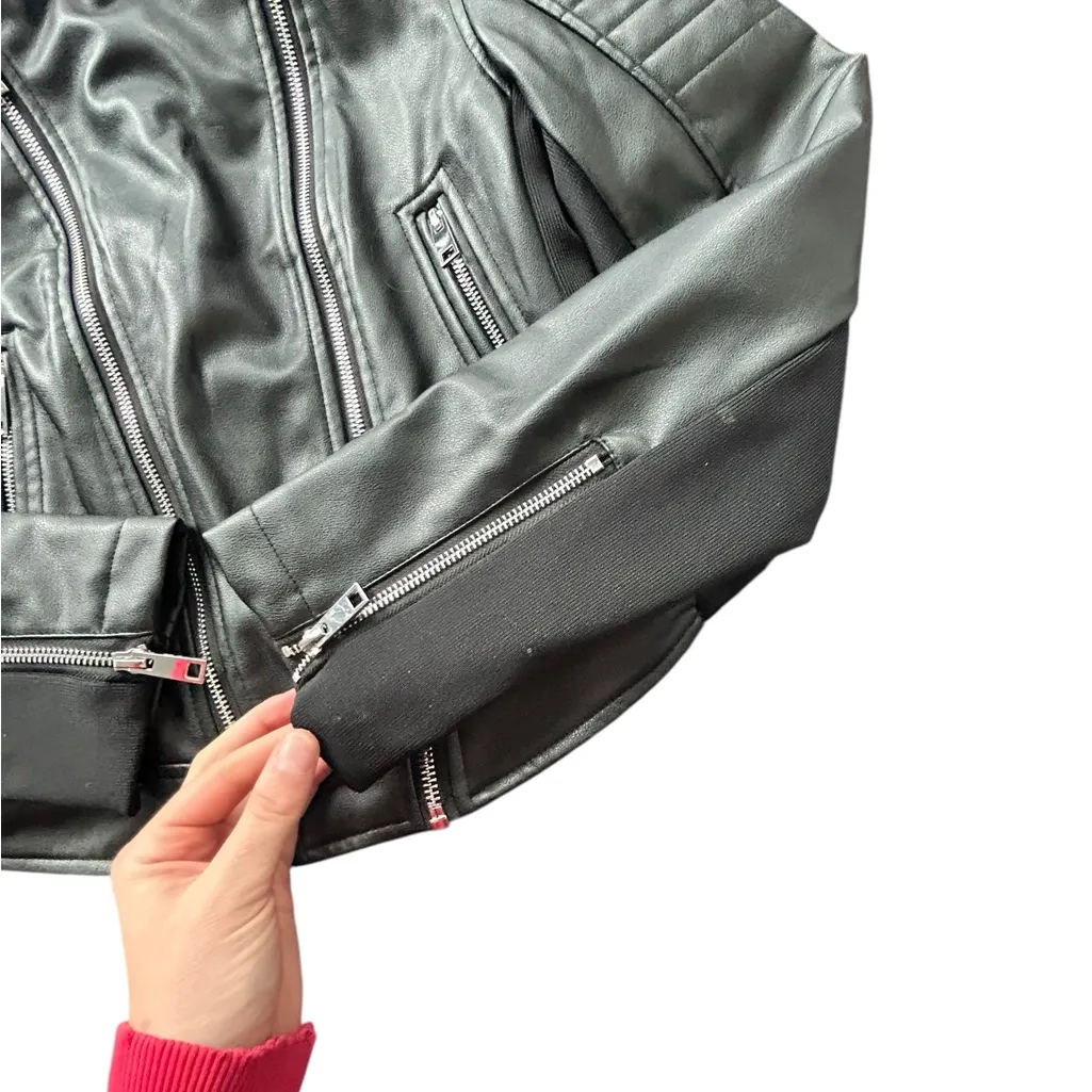 Zara Black Leather Biker Jacket - Image 2