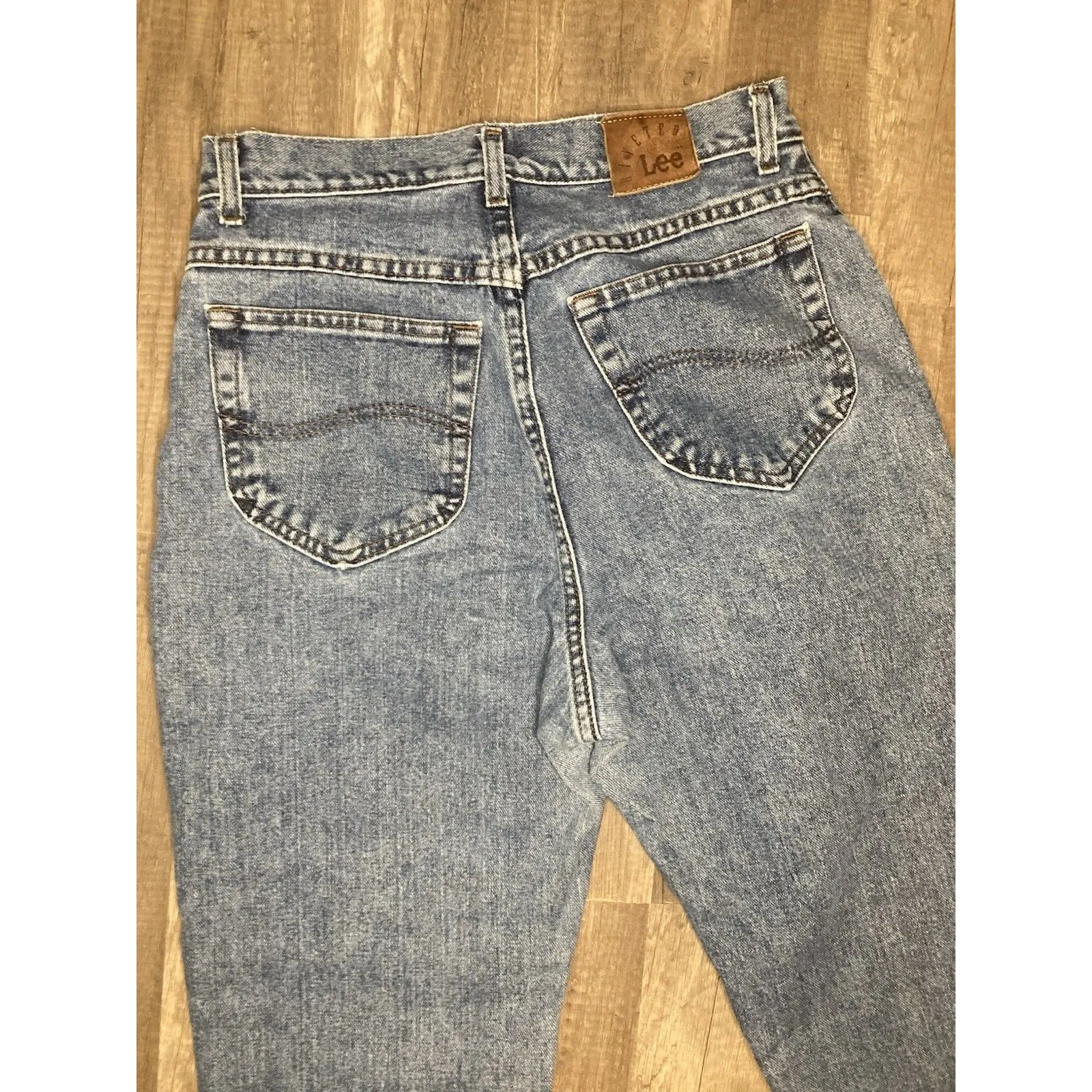 Y2K Vtg Lee Jeans Womens 12 Med Riveted High Rise Mom Tapered Blue Denim 30x30.5 - Image 4