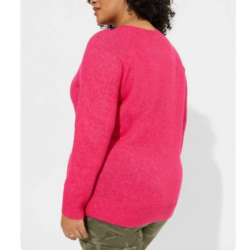 Torrid Vegan Cashmere Pullover Sweater Hot Pink 3X - Image 3
