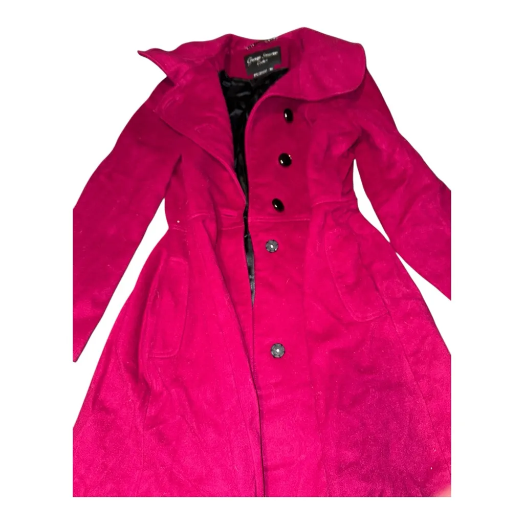 George Simonton Lambswool Cashmere Magenta Coat Purple Size 12 - Image 8