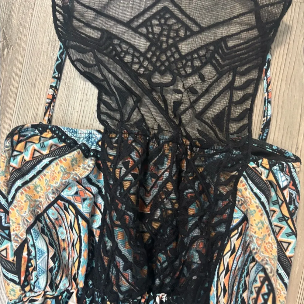 Vanity size small maxi dress with black lace Racerback chest is 14 length is 56 - Image 3