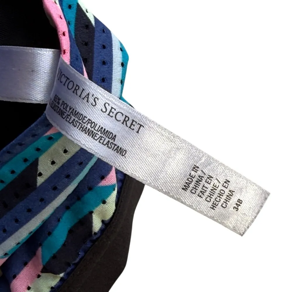 Victoria's Secret VSX The Player Racerback Sport Bra Multi Neon Color sz 34 B Green - Image 5