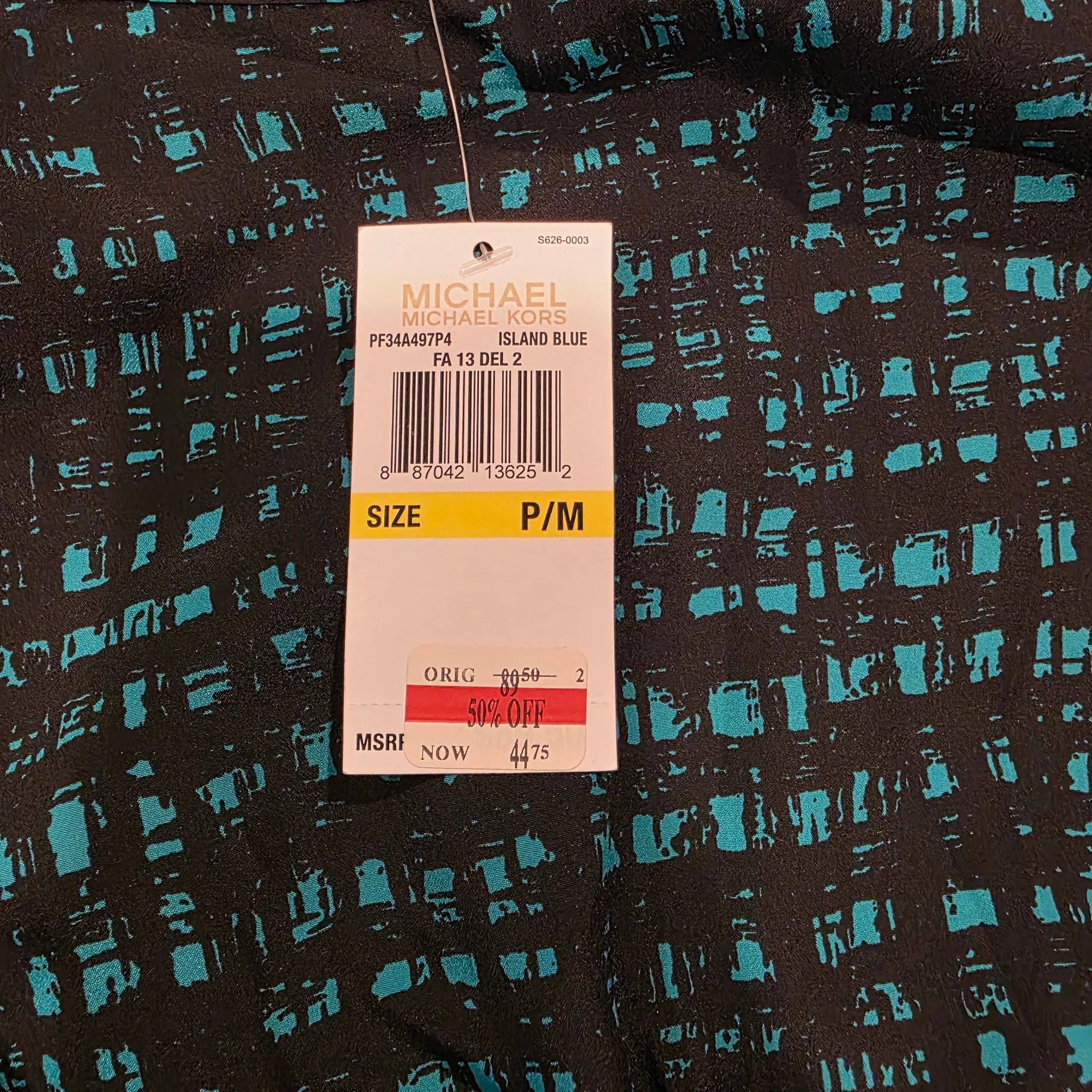 Michael Kors Black and Teal Dress - Image 3