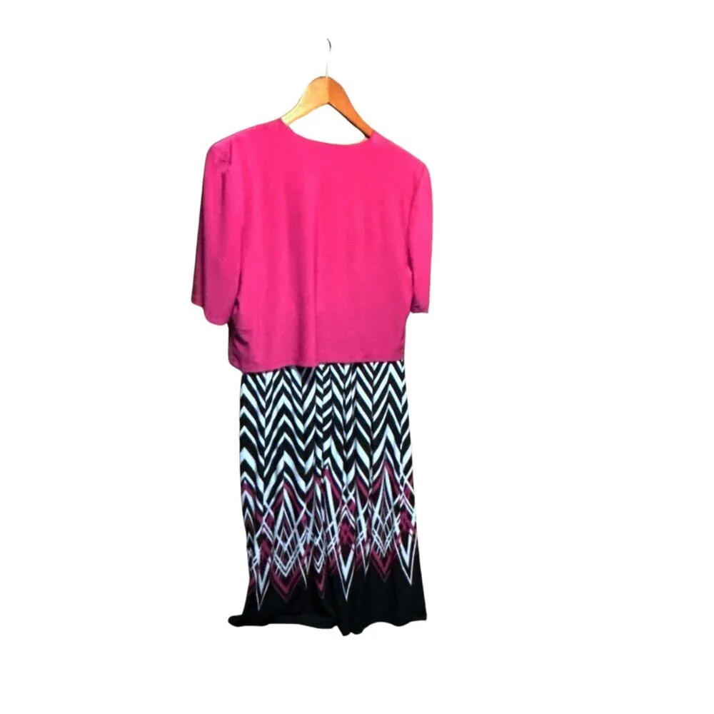 R&M Richards Dress and Jacket Set - Black and White Print - Size 10 - Image 3