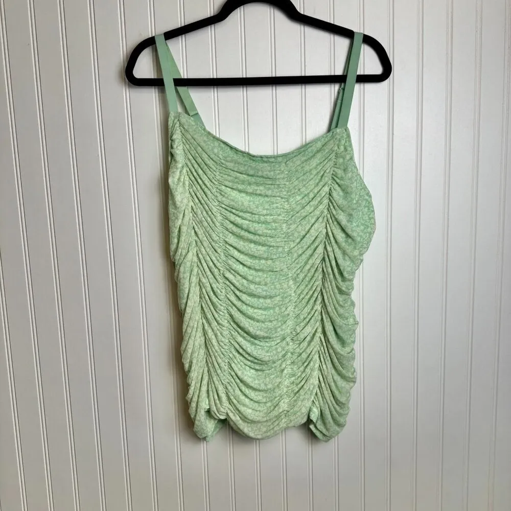 Torrid NWT Green Floral Stretch Mesh Shirred Cami Top Sleeveless A24 - Image 5
