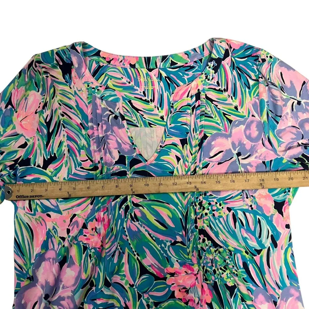 Lilly Pulitzer Women's Bay Dress Tiki Pink Shake It Up Mini Shirt Dress Size XL - Image 6