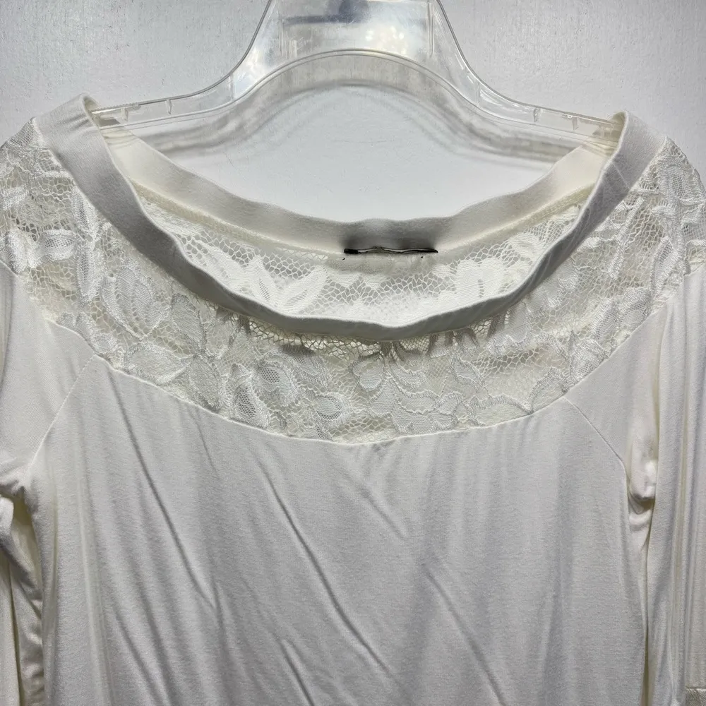 Cream Boho Knit and Lace Top YOINS Your Inspiration Bell Sleeves Prairie Hippie - Image 2