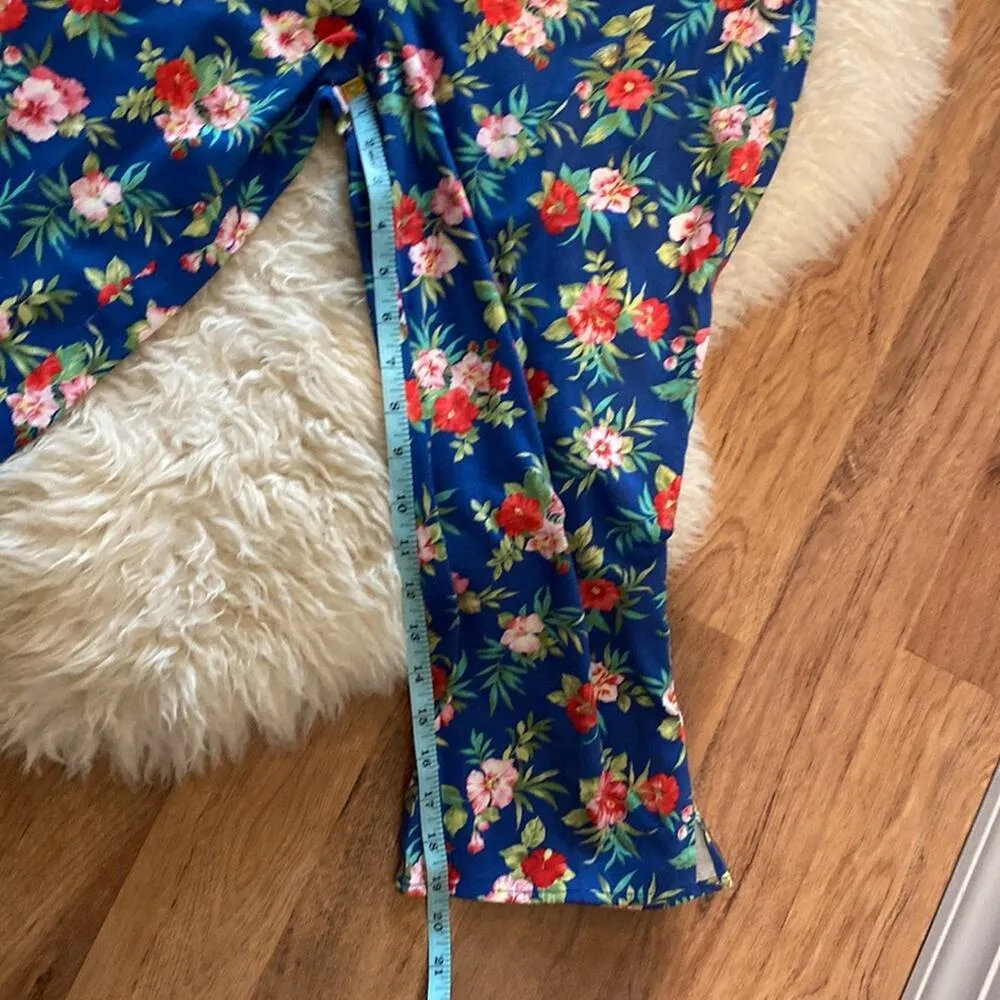 Lauren Ralph Lauren Colorful Floral Women’s Cropped Capris Sz 12 Petite Cotton Blue - Image 9