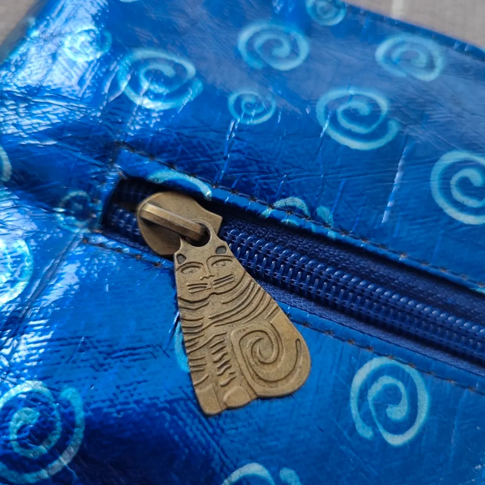 Vtg Laurel Burch Cat Purse Blue - Image 6