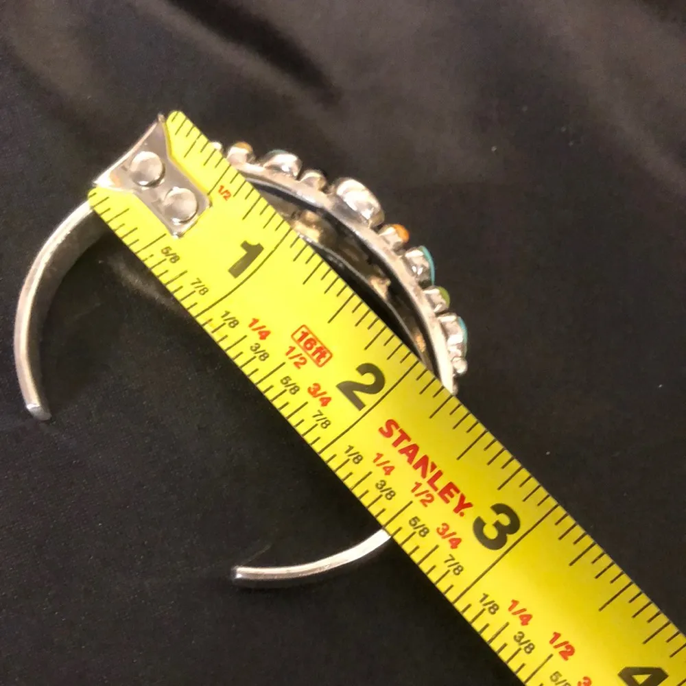 BARSE Turquoise Sterling Silver Multi Gemstone Southwestern Cuff Bracelet - Image 6