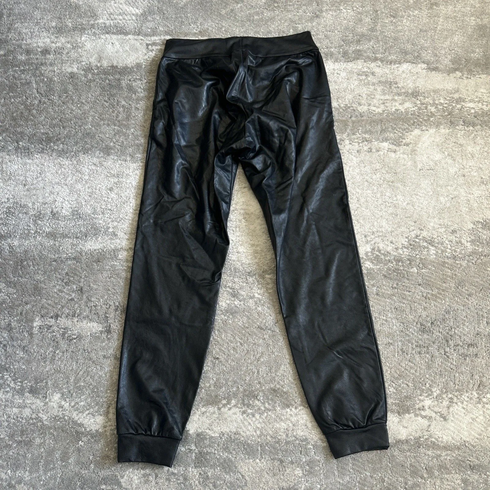 Commando Joggers Womens Small Faux Vegan Leather Pull On Pants Black Pockets - Image 6