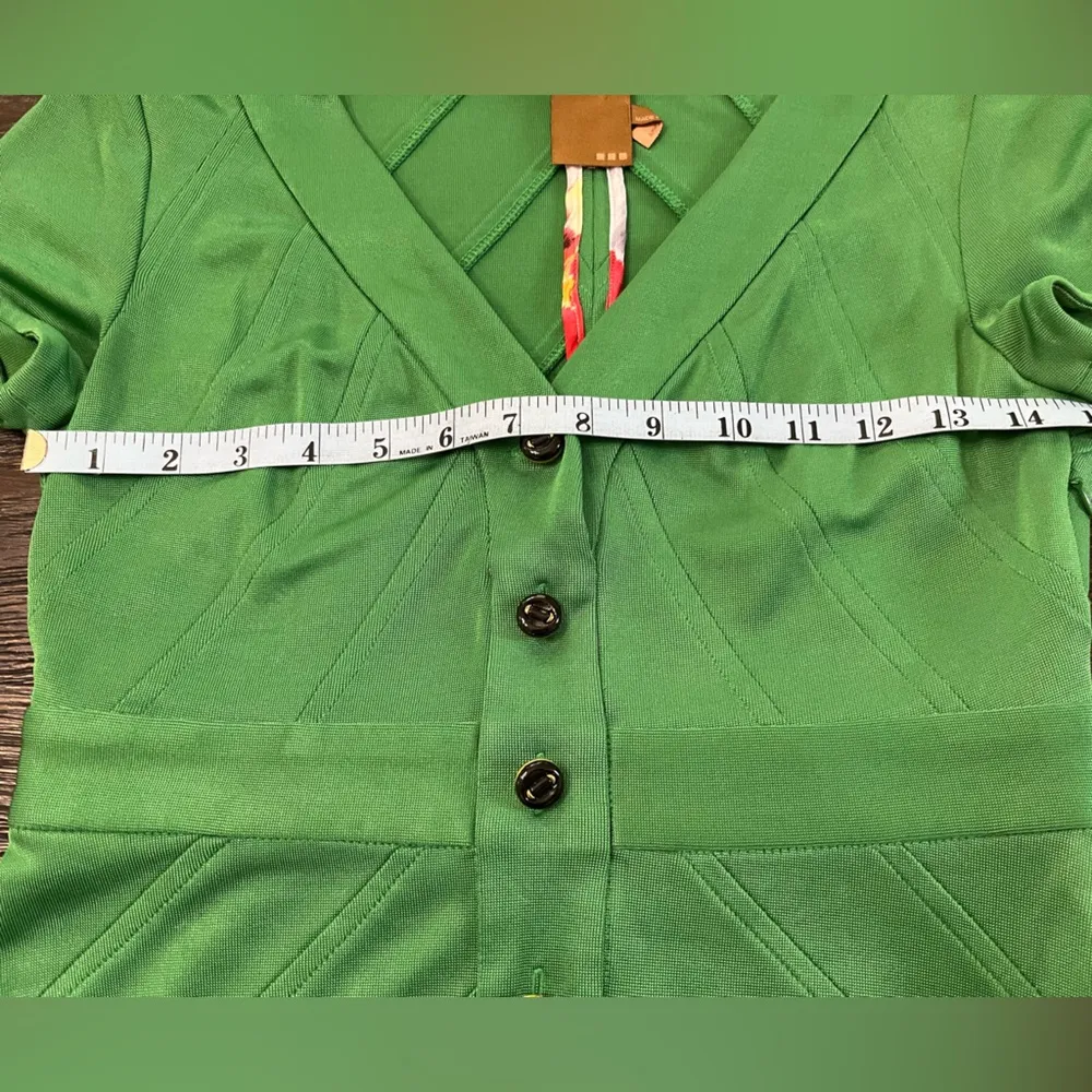 Ali Ro Emerald Green Button Sise Zip Bodycon St. Patrick’s Day Size 4 - Image 8