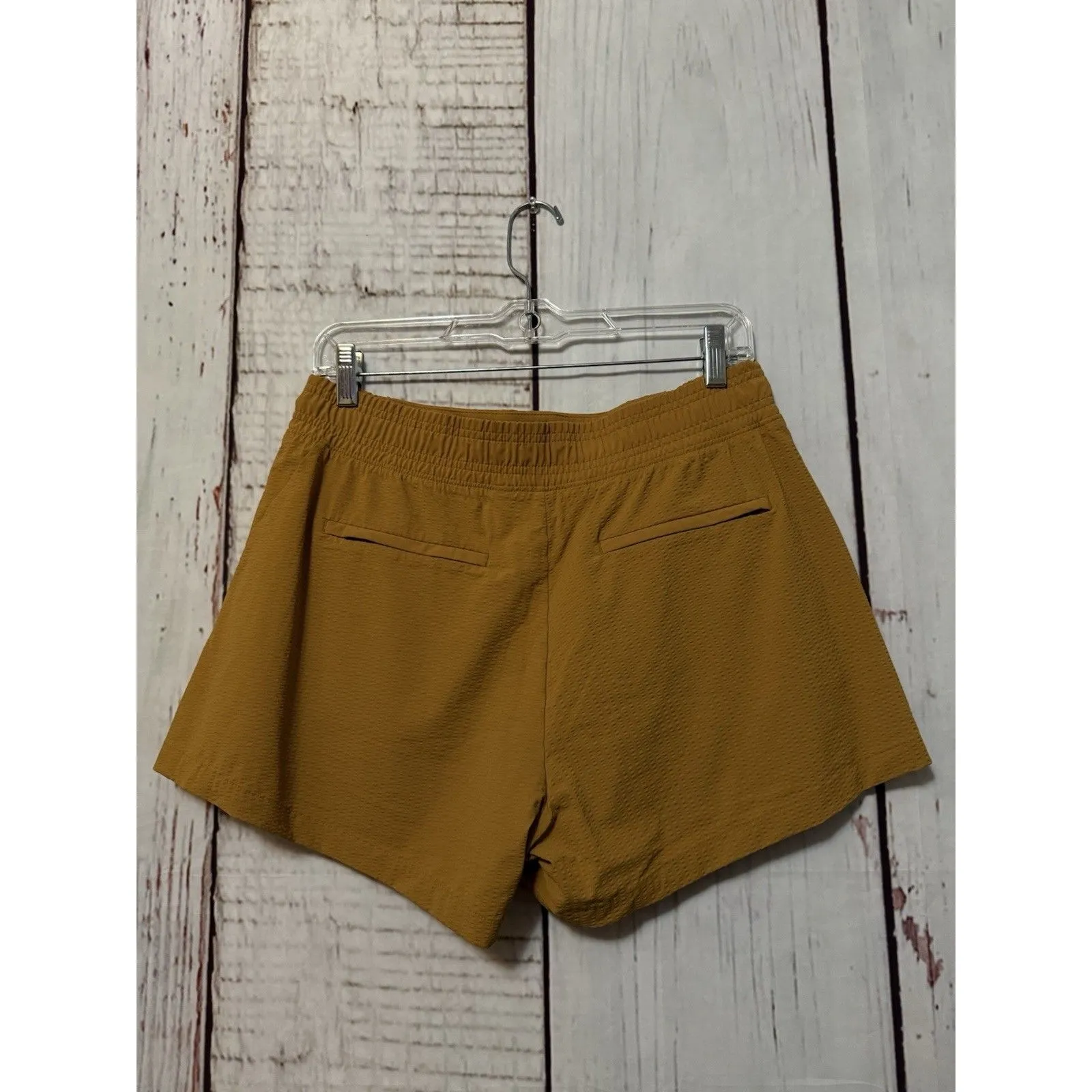 Athleta Textured Brooklyn Short Hi Rise Pull On Casual Pockets Tuscan Gold Sze 6 - Image 4