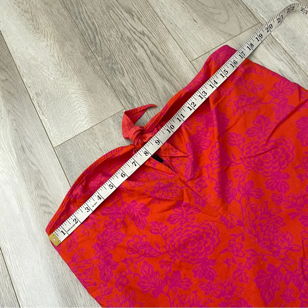 Ralph Lauren Skirt cotton floral tie front slit womens Orange Pink medium beach - Image 3