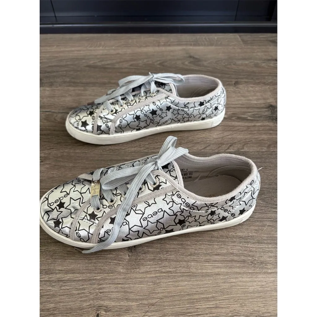 Bebe Sport Women's Daney Silver Star Lace-Up Fashion Sneakers‎ size 10 - Image 3