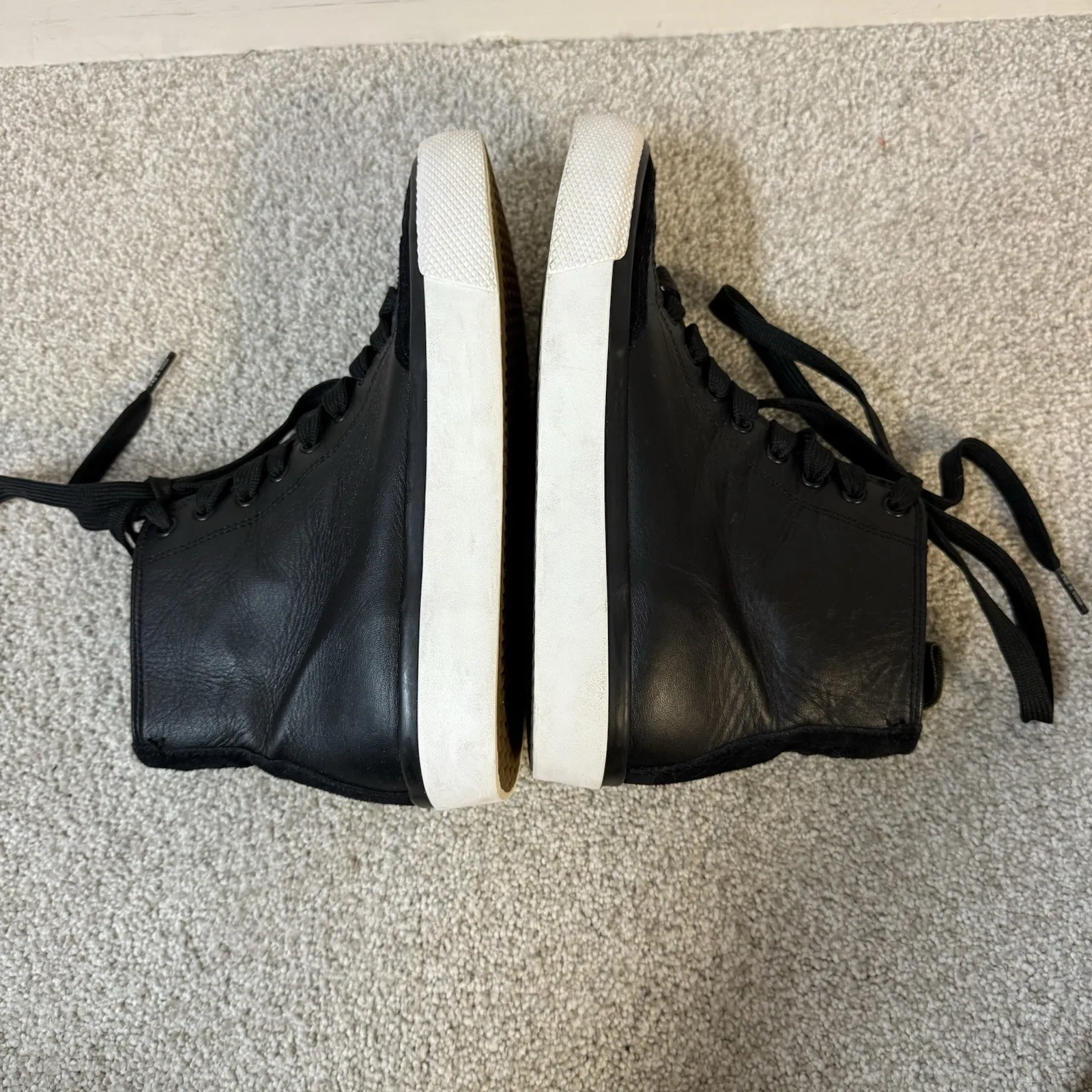 Rag & Bone Army‎ Black Leather & Suede High-Top Sneakers Size 37 US 7 Stylish - Image 7