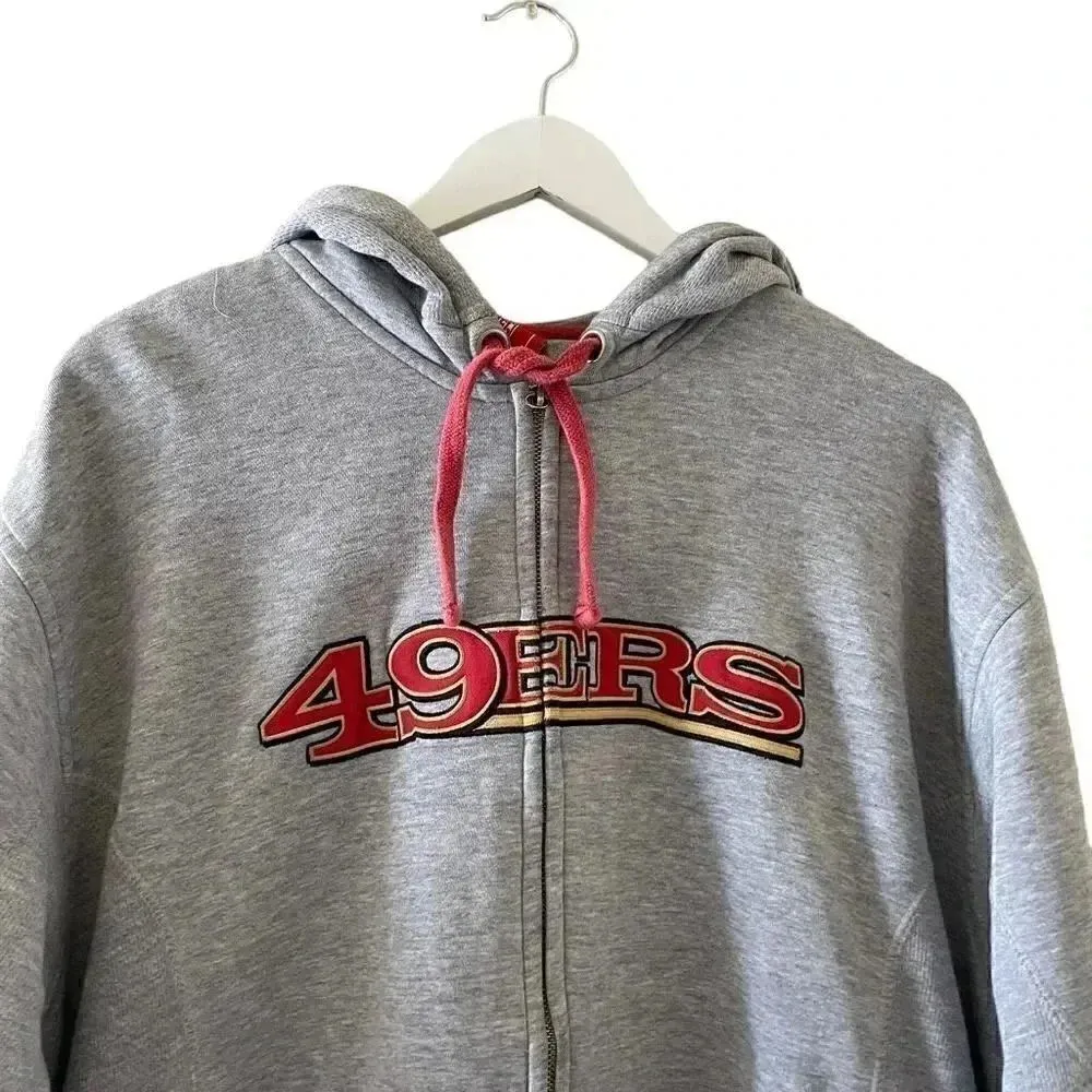 Authentic NFL 49ers Gray Long Sleeves Unisex Hoodie Sweatshirt SZ L 
#1246 - Image 3