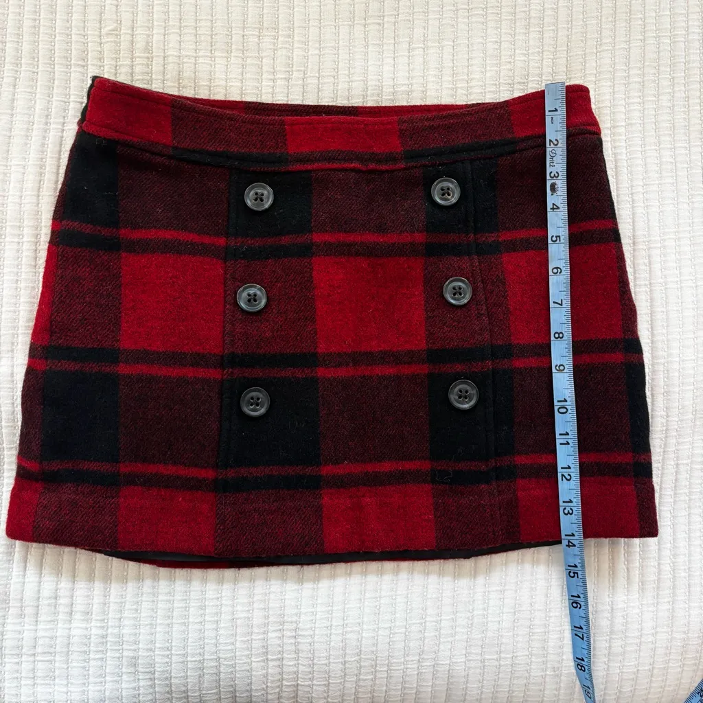 GAP Vintage Y2K Wool Blend Red Black Plaid Lined Mini Skirt Women's Size 6 - Image 8