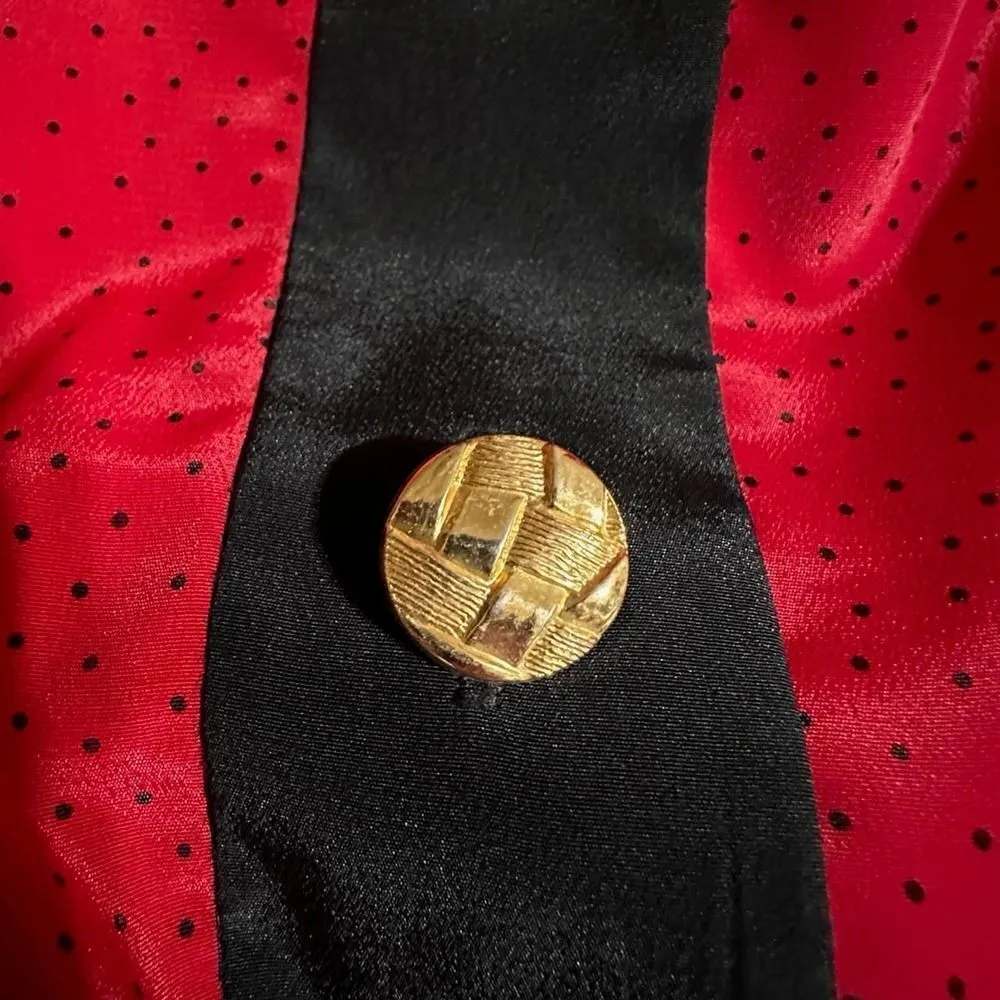 Vintage Andrea Gayle Two Piece Red & Black Dotted Skirt Set Size 16 - Image 16