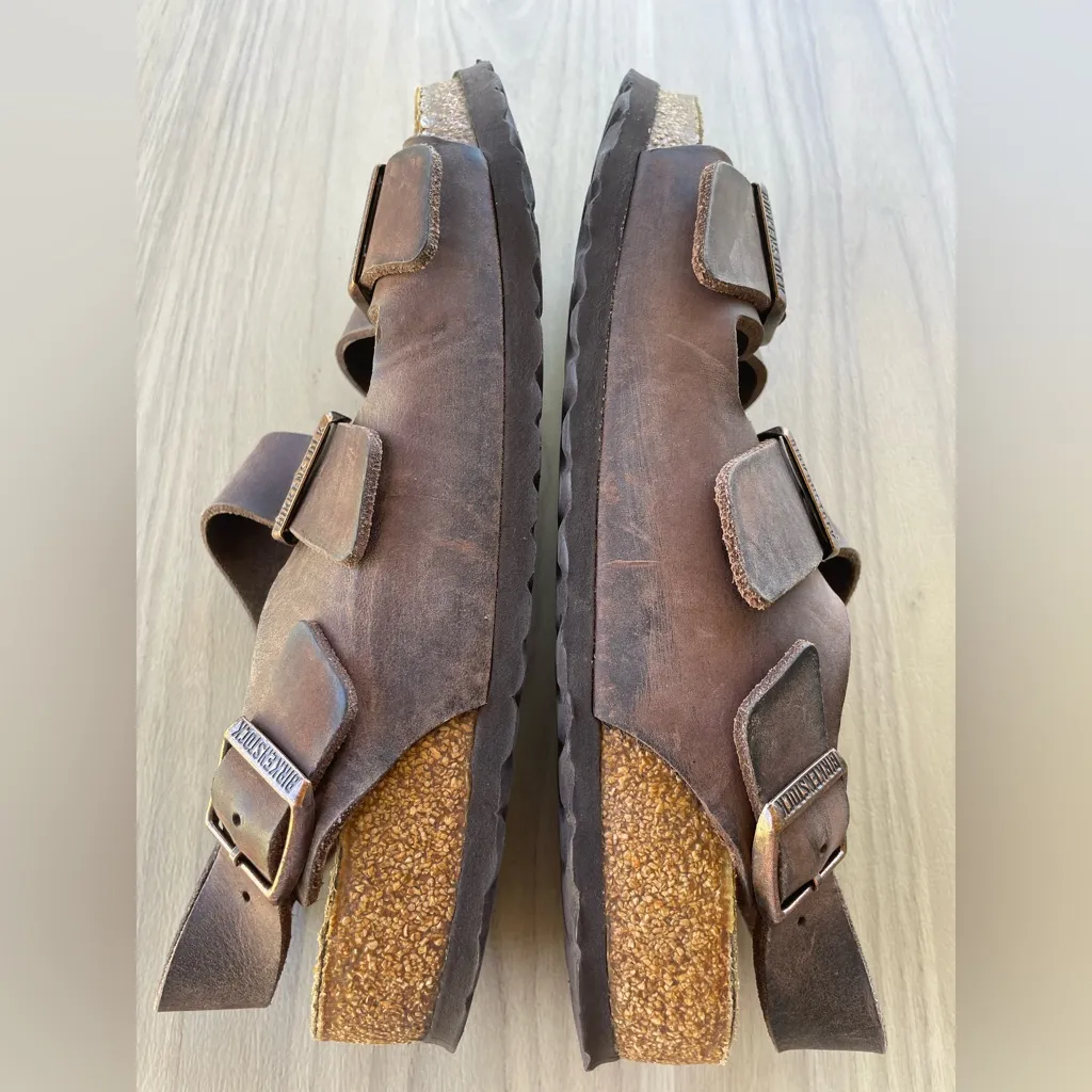 Birkenstock  Dark Brown Leather Sandals - Image 3