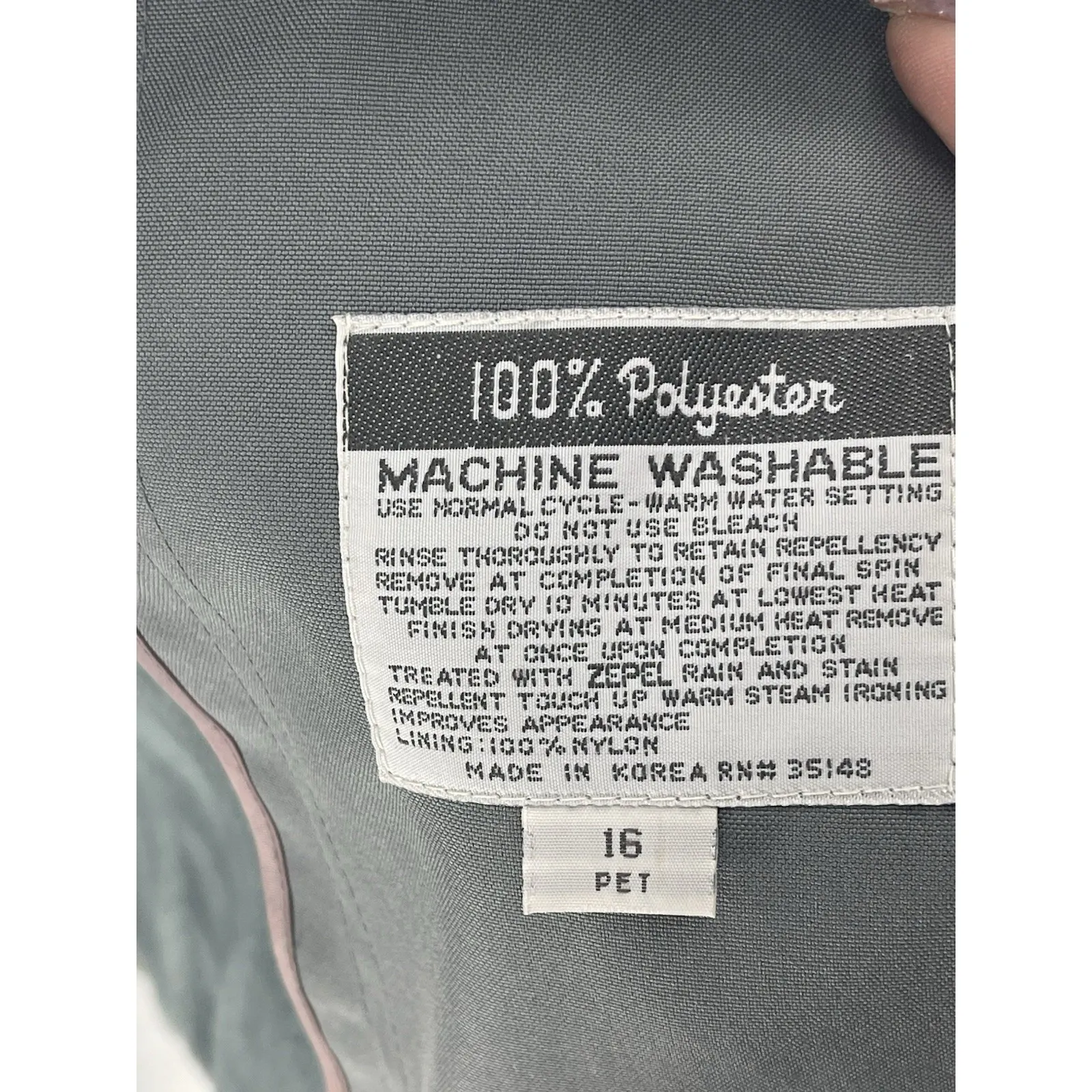 Vintage Misty Harbor Womens Trench Coat Belted Detachable Lining Size 16P Gray - Image 3