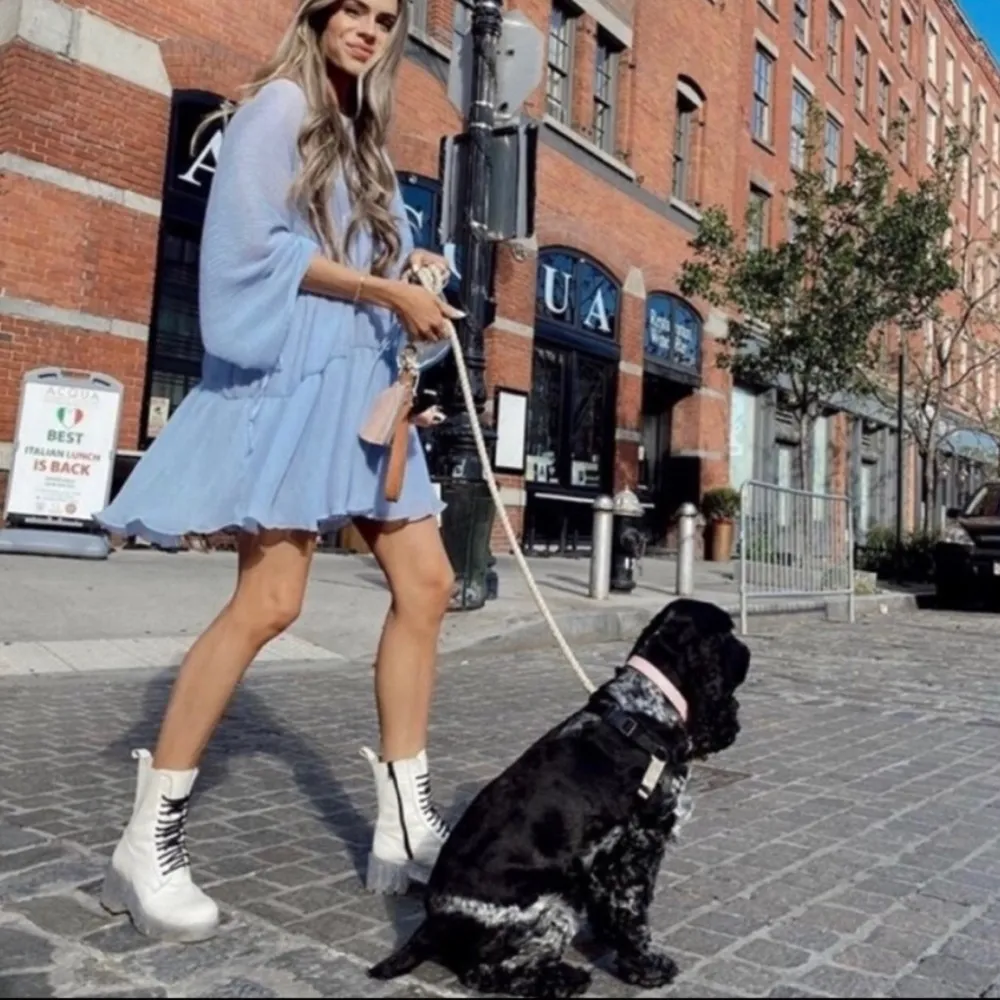 leather lace-up ivory white combat boots women Size 36/ 6US - Image 2