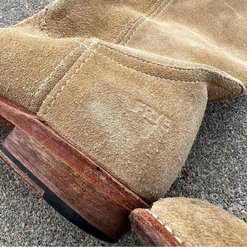 Frye Dorado tan suede leather knee high slouchy riding boots 77070 Size 7.5M - Image 5