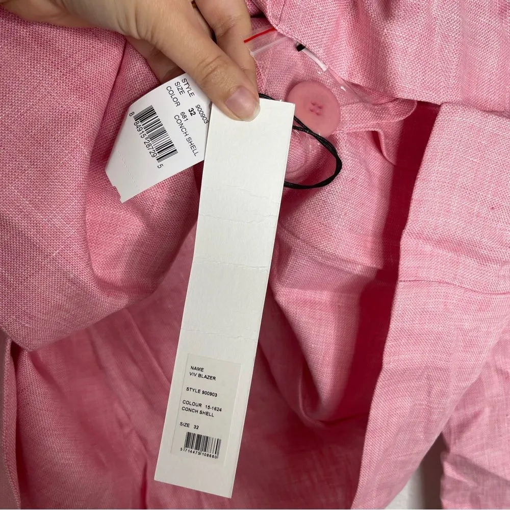 Remain Birger Christensen Pink Conch Shell Vivian‎ Linen Button Front Blazer Size XS - Image 4