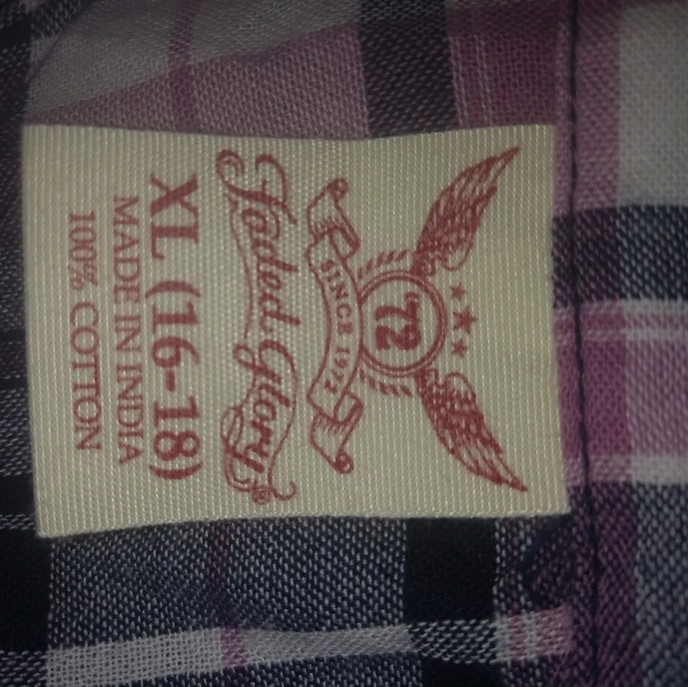 FG L Plaid Cotton Pink Purple Shirt Top - Image 4