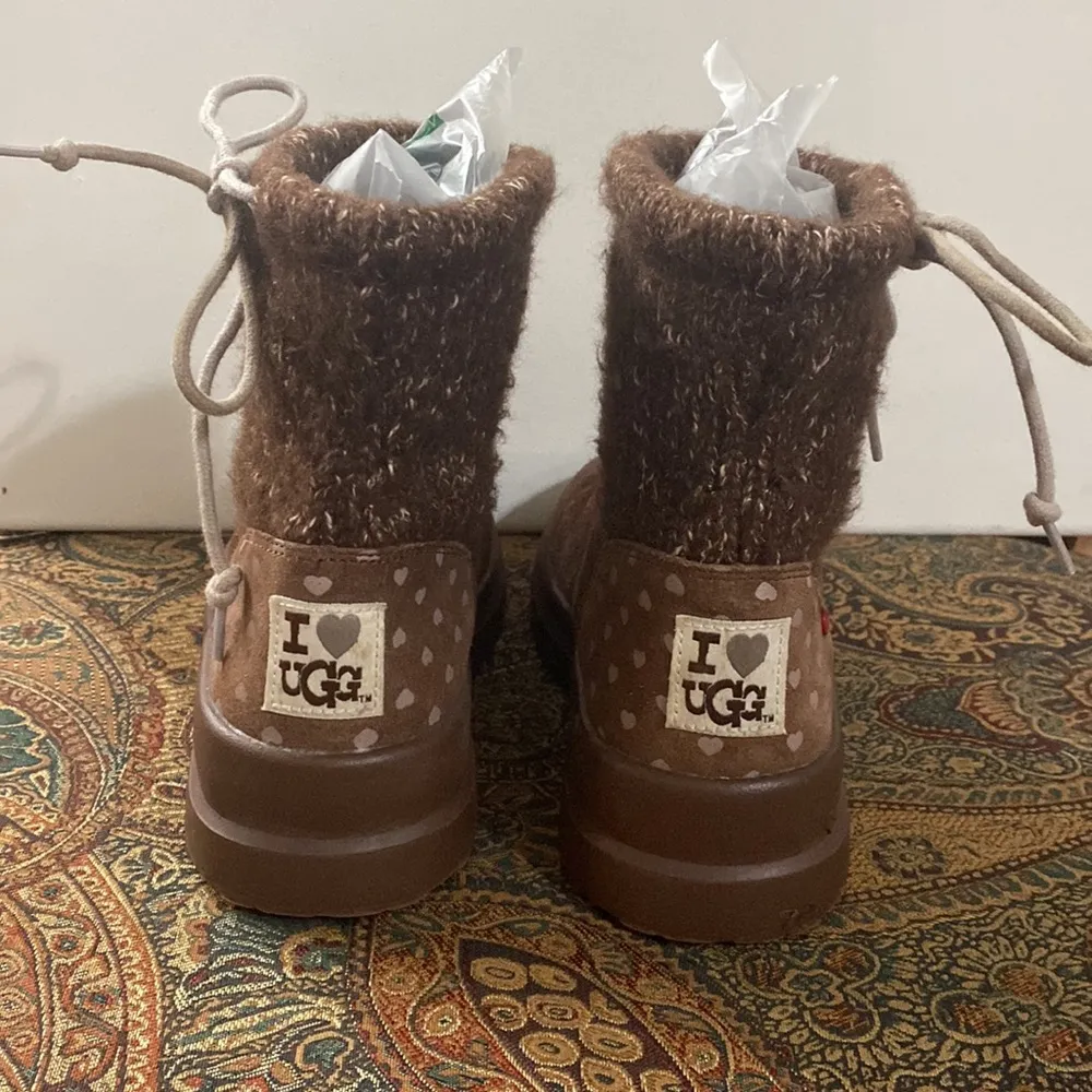 I heart Ugg chocolate chip slouchy knit calf suede mini boots size 5 - Image 4