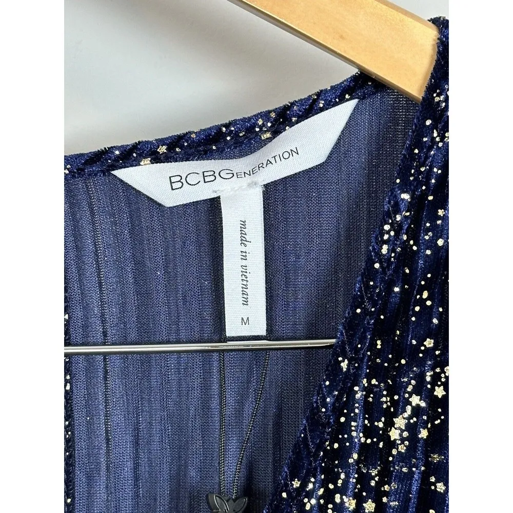 BCBG Generation Women’s Size Medium Navy Glitter Sparkle Jumpsuit One Piece NWT - Image 2