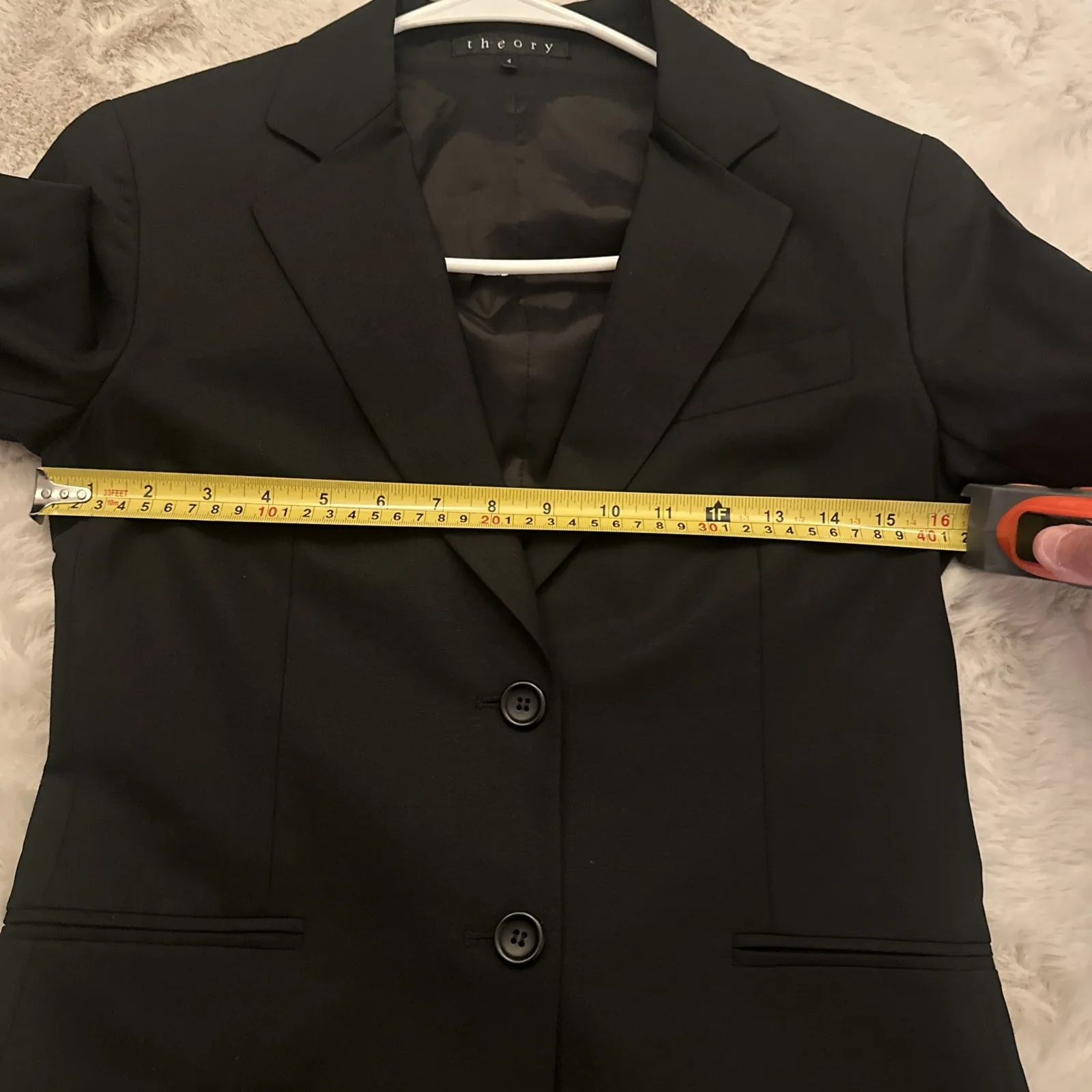 Theory Gabe  Blazer Jacket Black One Button 4 Stretch‎ Wool Classic - Image 7