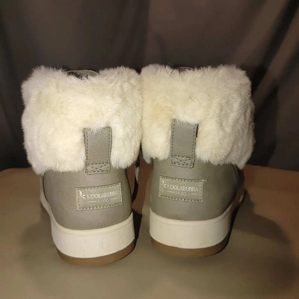 UGG Womens Winter Boots Size 9 Koolaburra Faux Fur Lined Beige White - Image 4