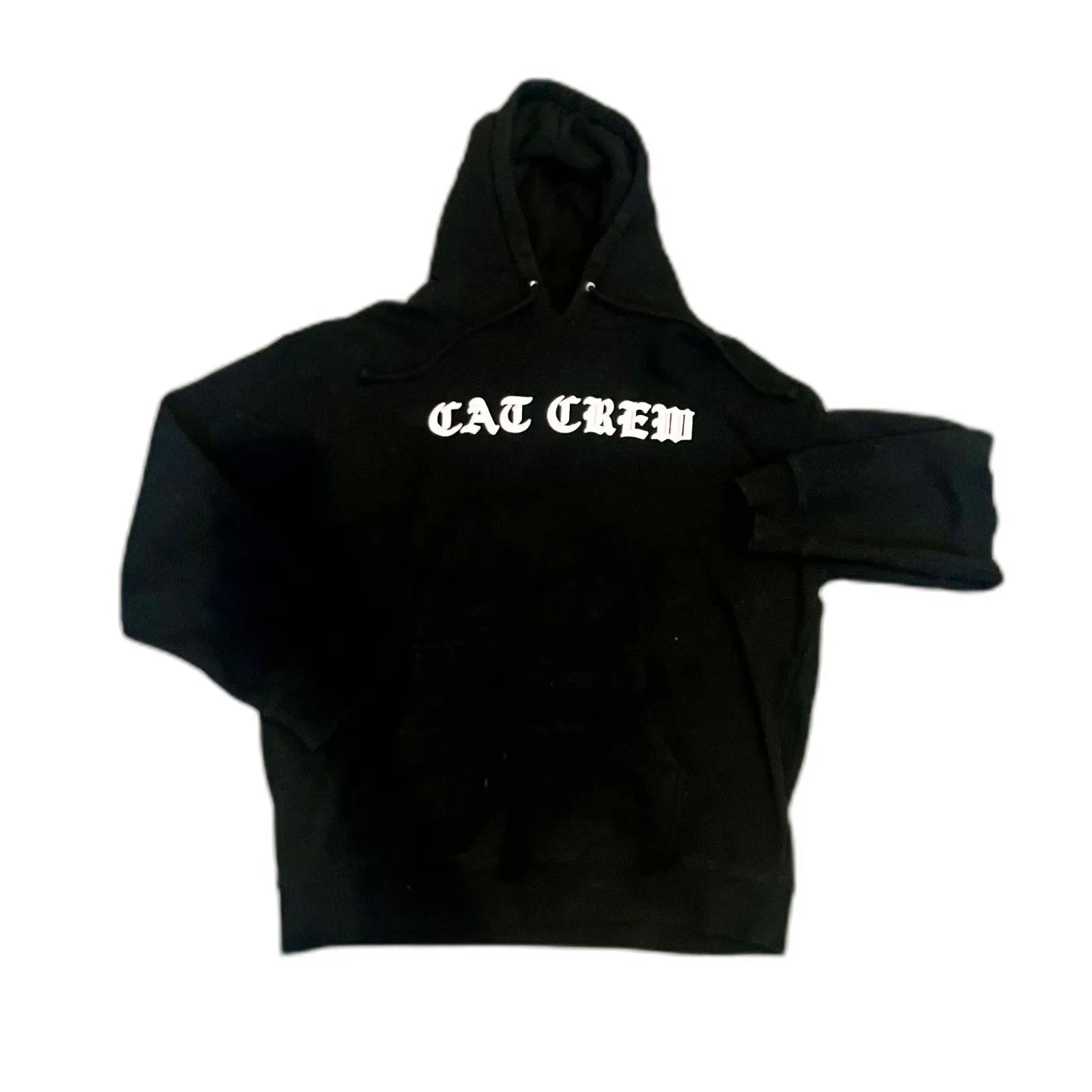 Independent Trading Company Womens Large Hoodie Solid Black Cat Crew Sweatshirt - Image 1