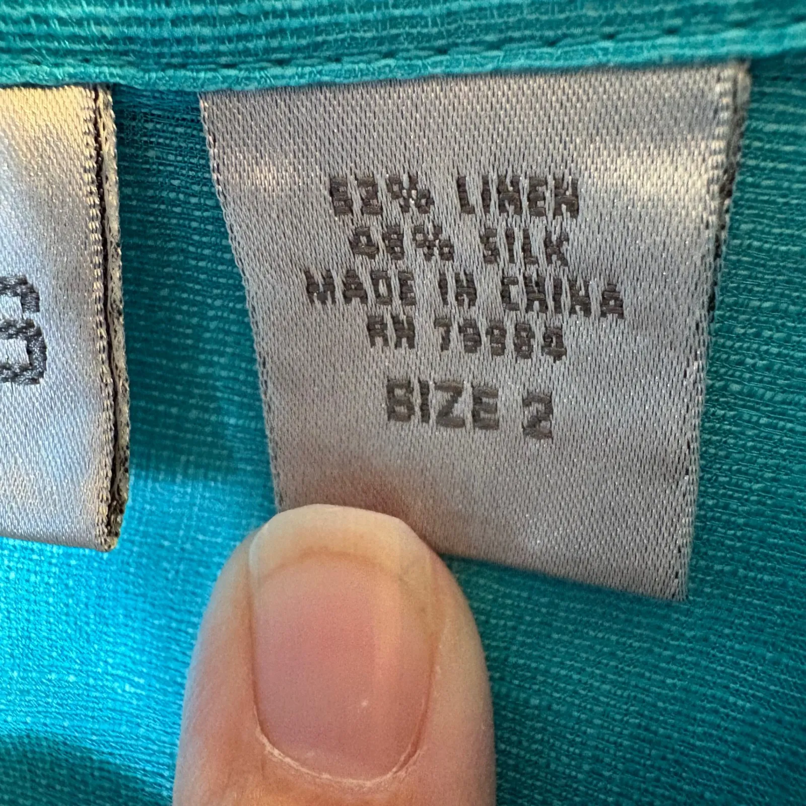 Chicos Teal Linen Silk Blend Button Up Shirt Size‎ 2 - Image 3