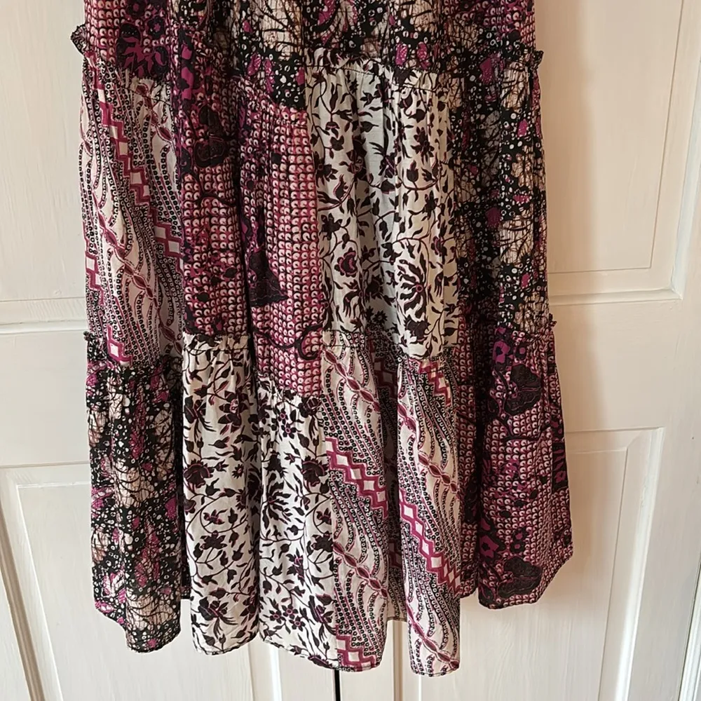 ULLA JOHNSON Zoya Ruffle Tiered Floral Maxi Dress in Fuchsia Size 4 - Image 11