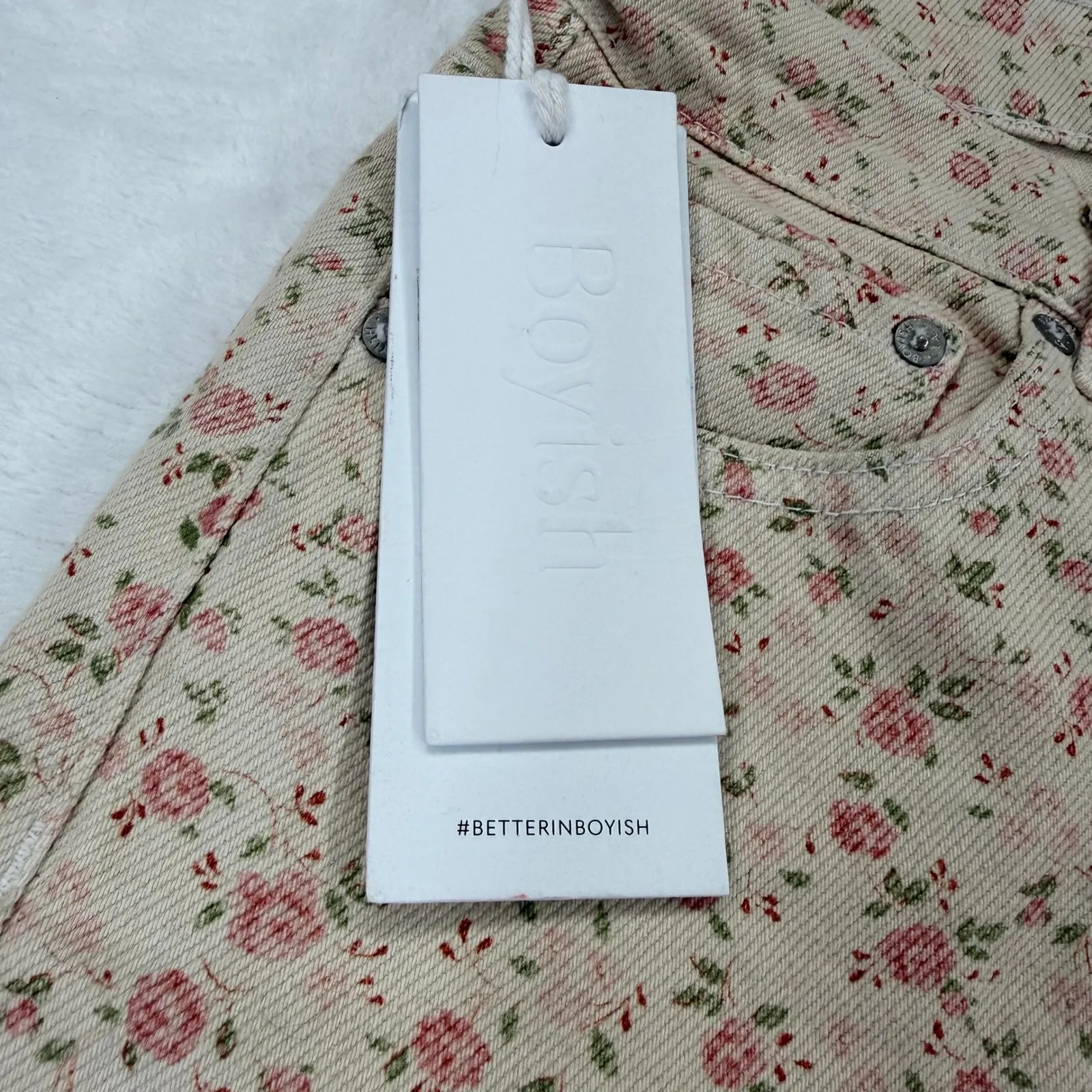 Boyish The Tommy High Rise Straight Leg Jeans Desert Rose Floral Print Size 26 - Image 8