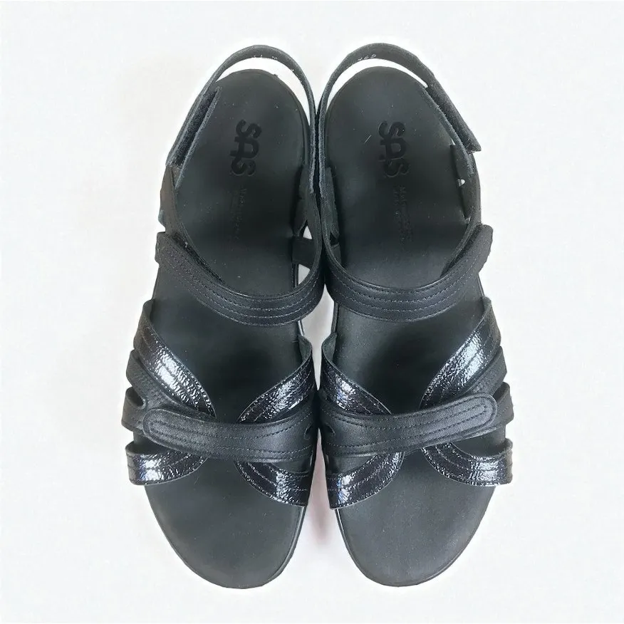 SAS Pier Heel Leather Strap Sandals Women 11M Black Adjustable Comfort Made USA Size 11 - Image 3