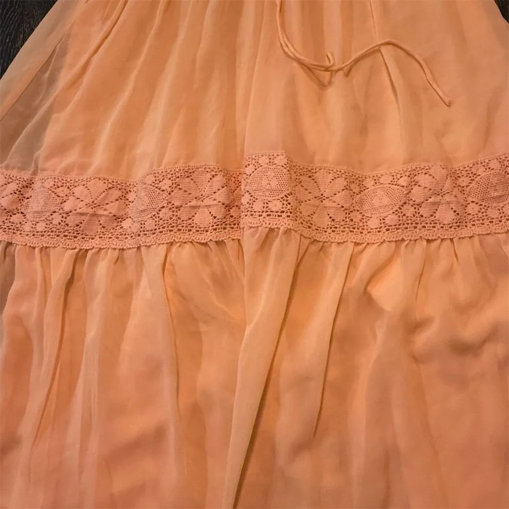 ASOS DESIGN Women's Maxi Strappy Embroidered Dress Peach Size 2 Pink - Image 2