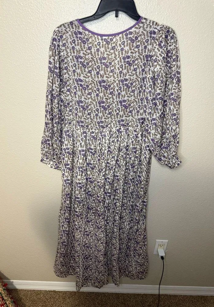 Daughters of India Binita Mini Dress Womens XS Floral Violet Feminine Boho Purple - Image 7