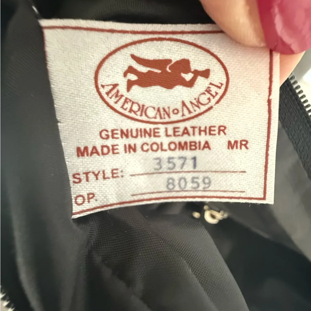 New Vintage American Angel Black Leather Shoulder‎ Bag Purse Never used - Image 7